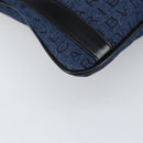 BVLGARI Logo Mania Shoulder Bag Canvas Blue Silver Auth 169505-16
