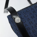 BVLGARI Logo Mania Shoulder Bag Canvas Blue Silver Auth 169505-8