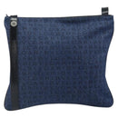 BVLGARI Logo Mania Shoulder Bag Canvas Blue Silver Auth 169505-13