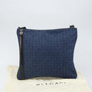 BVLGARI Logo Mania Shoulder Bag Canvas Blue Silver Auth 169505-12