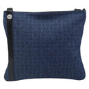 BVLGARI Logo Mania Shoulder Bag Canvas Blue Silver Auth 169505-2
