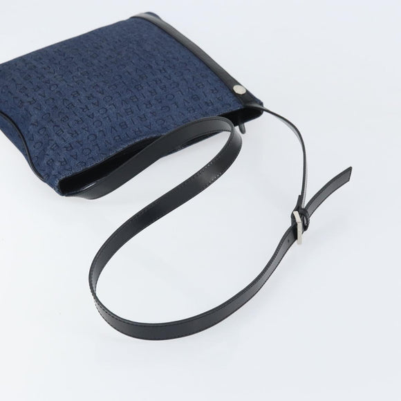BVLGARI Logo Mania Shoulder Bag Canvas Blue Silver Auth 169505