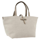 Salvatore Ferragamo Hand Bag Canvas Beige Gold Auth 169508-1