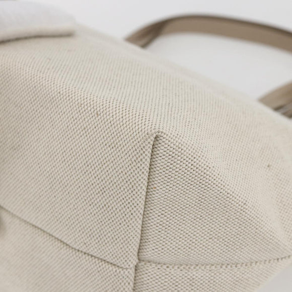 Salvatore Ferragamo Hand Bag Canvas Beige Gold Auth 169508
