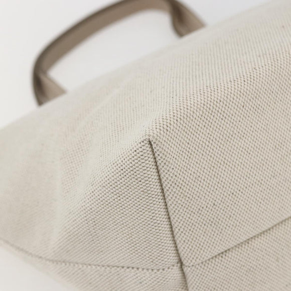 Salvatore Ferragamo Hand Bag Canvas Beige Gold Auth 169508