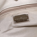 Salvatore Ferragamo Hand Bag Canvas Beige Gold Auth 169508-10