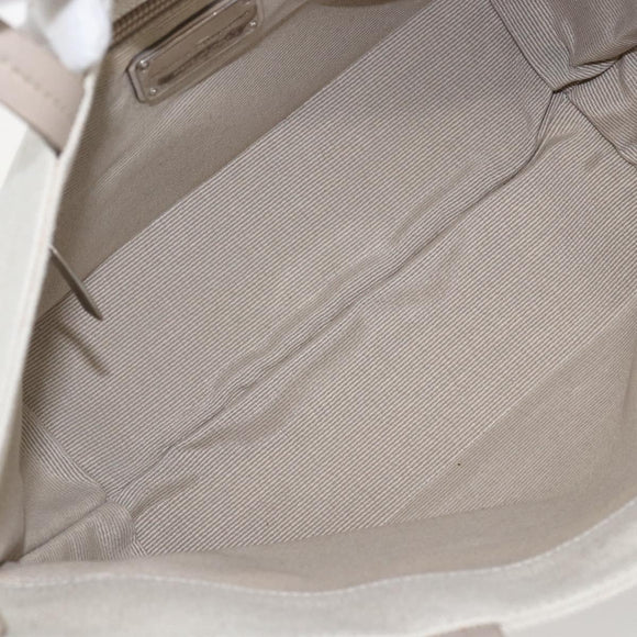 Salvatore Ferragamo Hand Bag Canvas Beige Gold Auth 169508