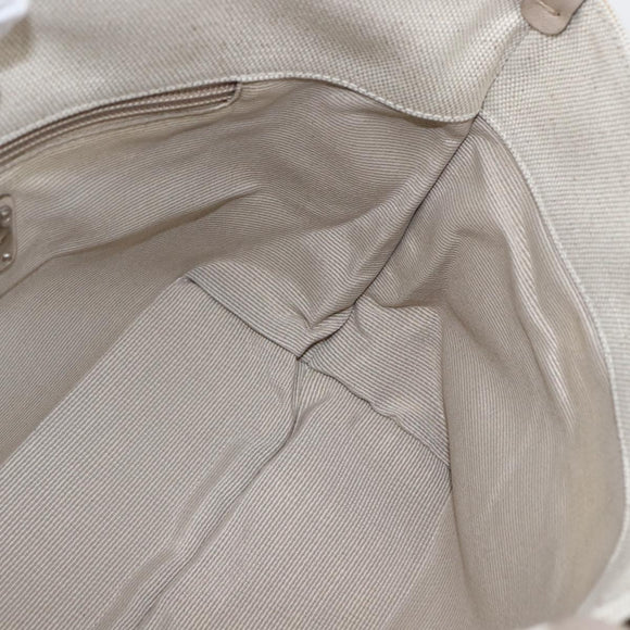 Salvatore Ferragamo Hand Bag Canvas Beige Gold Auth 169508