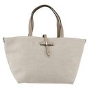 Salvatore Ferragamo Hand Bag Canvas Beige Gold Auth 169508-13