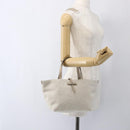 Salvatore Ferragamo Hand Bag Canvas Beige Gold Auth 169508-21