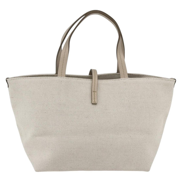 Salvatore Ferragamo Hand Bag Canvas Beige Gold Auth 169508