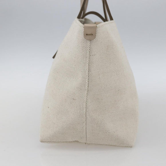 Salvatore Ferragamo Hand Bag Canvas Beige Gold Auth 169508