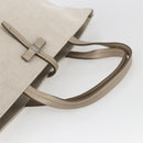 Salvatore Ferragamo Hand Bag Canvas Beige Gold Auth 169508-7