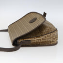 FENDI Zucchino Canvas Shoulder Bag Coated Canvas Beige Silver Auth 169510-4