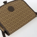 FENDI Zucchino Canvas Shoulder Bag Coated Canvas Beige Silver Auth 169510-6