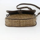 FENDI Zucchino Canvas Shoulder Bag Coated Canvas Beige Silver Auth 169510-9