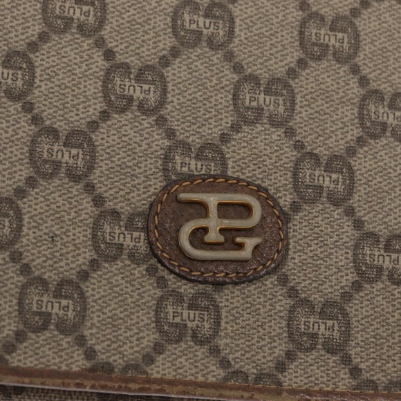 GUCCI GG Plus Supreme Shoulder Bag PVC Beige Gold Auth 169512