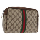 GUCCI GG Canvas Web Sherry Line Clutch Bag Beige 37-014-3553 Auth 169513-1