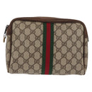 GUCCI GG Canvas Web Sherry Line Clutch Bag Beige 37-014-3553 Auth 169513-2