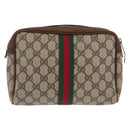 GUCCI GG Canvas Web Sherry Line Clutch Bag Beige 37-014-3553 Auth 169513-3