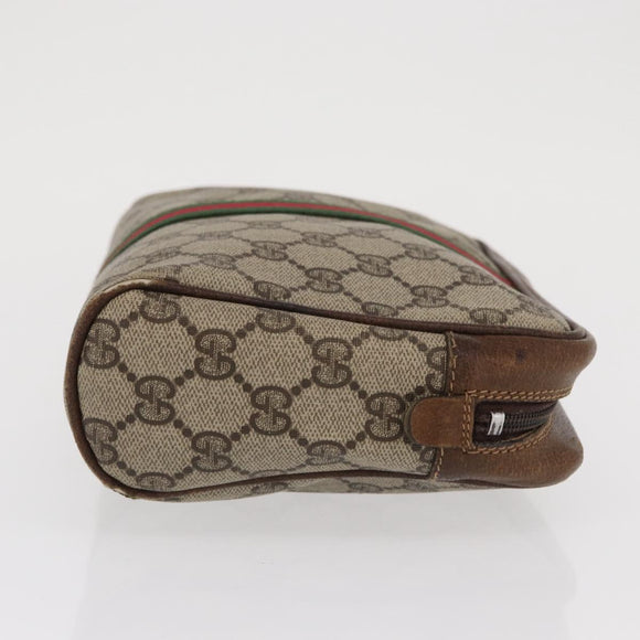 GUCCI GG Canvas Web Sherry Line Clutch Bag Beige 37-014-3553 Auth 169513