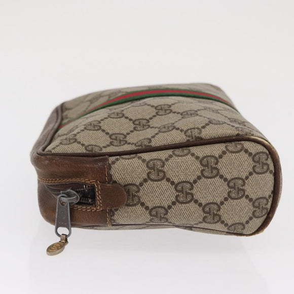 GUCCI GG Canvas Web Sherry Line Clutch Bag Beige 37-014-3553 Auth 169513