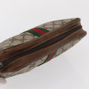GUCCI GG Canvas Web Sherry Line Clutch Bag Beige 37-014-3553 Auth 169513-6