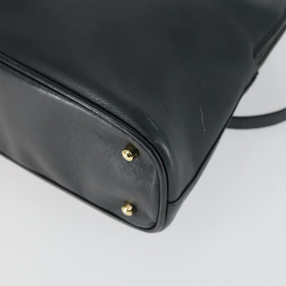 GUCCI Bamboo Hand Bag Leather 2way Black Gold 000 2122 0290 Auth 169514