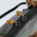 GUCCI Bamboo Hand Bag Leather 2way Black Gold 000 2122 0290 Auth 169514-19