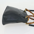 GUCCI Bamboo Hand Bag Leather 2way Black Gold 000 2122 0290 Auth 169514-3