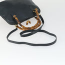 GUCCI Bamboo Hand Bag Leather 2way Black Gold 000 2122 0290 Auth 169514-7
