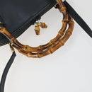 GUCCI Bamboo Hand Bag Leather 2way Black Gold 000 2122 0290 Auth 169514-8
