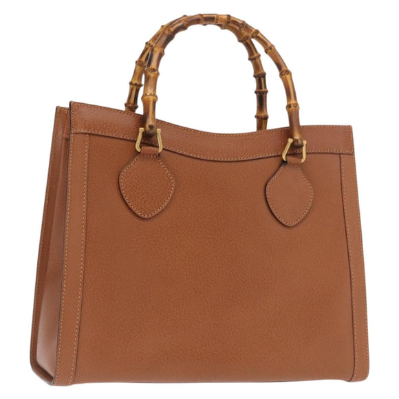 GUCCI Bamboo Hand Bag Leather Brown Gold 002 123 0260 Auth 169515