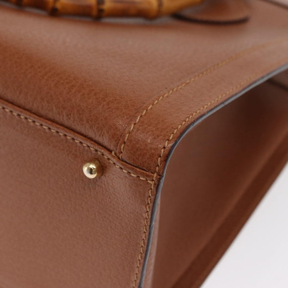 GUCCI Bamboo Hand Bag Leather Brown Gold 002 123 0260 Auth 169515