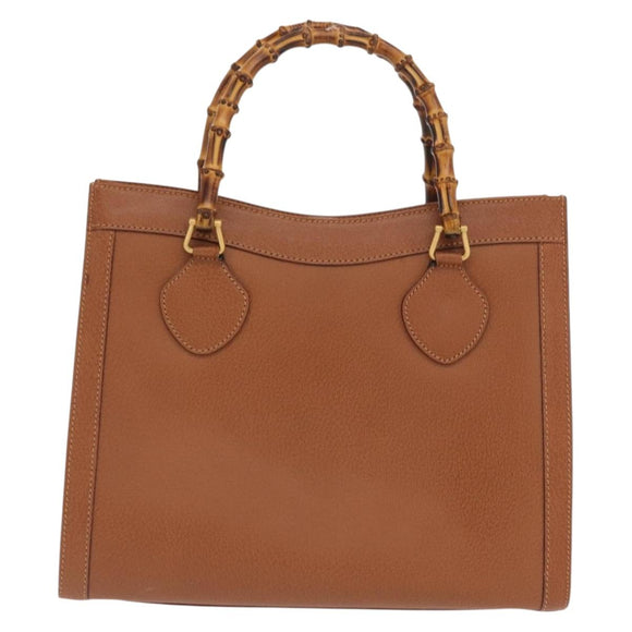 GUCCI Bamboo Hand Bag Leather Brown Gold 002 123 0260 Auth 169515