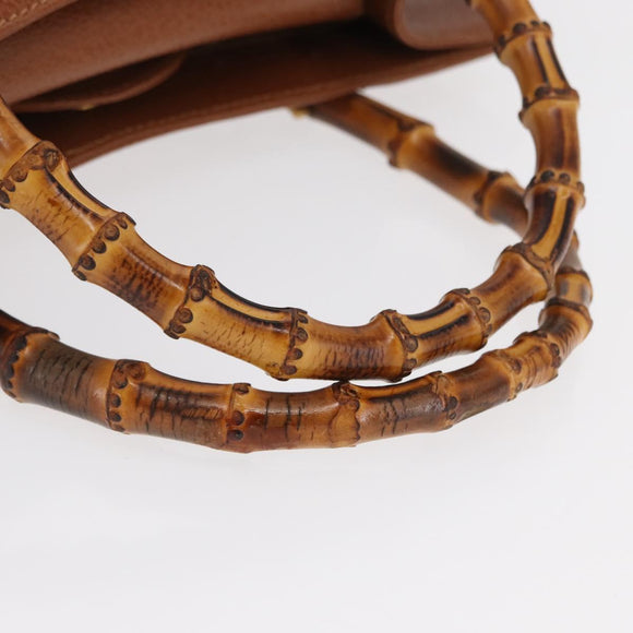 GUCCI Bamboo Hand Bag Leather Brown Gold 002 123 0260 Auth 169515