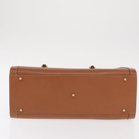 GUCCI Bamboo Hand Bag Leather Brown Gold 002 123 0260 Auth 169515