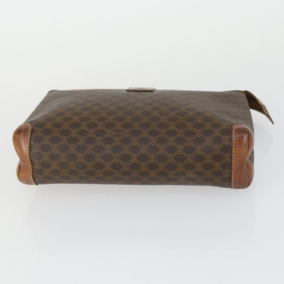 CELINE Macadam Canvas Clutch Bag PVC Leather 3 Set Brown Auth 169517