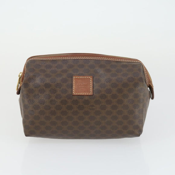 CELINE Macadam Canvas Clutch Bag PVC Leather 3 Set Brown Auth 169517