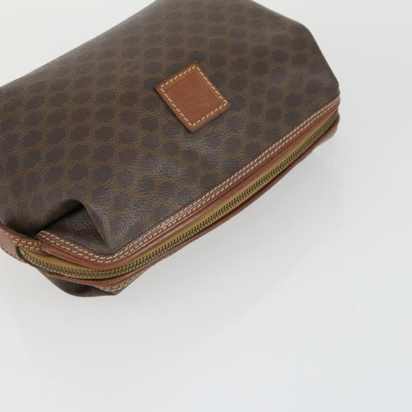 CELINE Macadam Canvas Clutch Bag PVC Leather 3 Set Brown Auth 169517