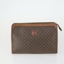 CELINE Macadam Canvas Clutch Bag PVC Leather 3 Set Brown Auth 169517-2