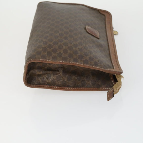 CELINE Macadam Canvas Clutch Bag PVC Leather 3 Set Brown Auth 169517