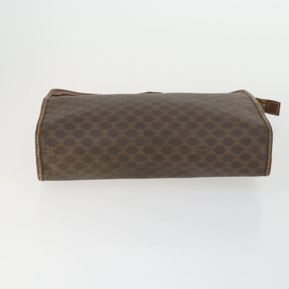 CELINE Macadam Canvas Clutch Bag PVC Leather 3 Set Brown Auth 169517