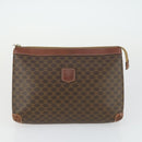 CELINE Macadam Canvas Clutch Bag PVC Leather 3 Set Brown Auth 169517-8