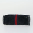 GUCCI Sherry Line Clutch Bag Suede Canvas 2 Set Navy Brown Auth 169518-14