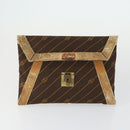 GUCCI Sherry Line Clutch Bag Suede Canvas 2 Set Navy Brown Auth 169518-2