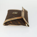 GUCCI Sherry Line Clutch Bag Suede Canvas 2 Set Navy Brown Auth 169518-4