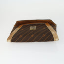 GUCCI Sherry Line Clutch Bag Suede Canvas 2 Set Navy Brown Auth 169518-6