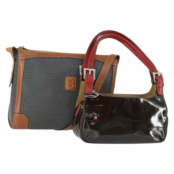BALLY Schoudertas Patent PVC 2-delig Bordeaux Blauw Auth 169519