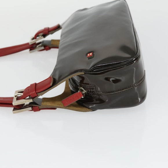 BALLY Schoudertas Patent PVC 2-delig Bordeaux Blauw Auth 169519